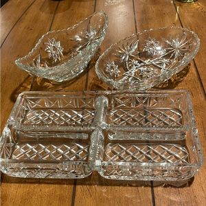 Vintage faux crystal serving vessels - set of 3